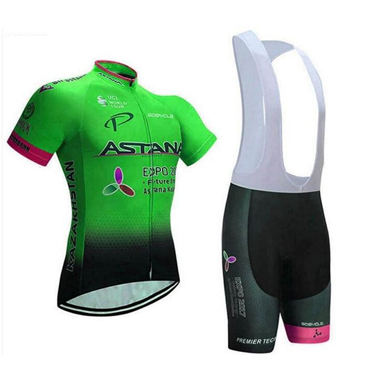 2018 Maillot Astana Tirantes Mangas Cortas Verde